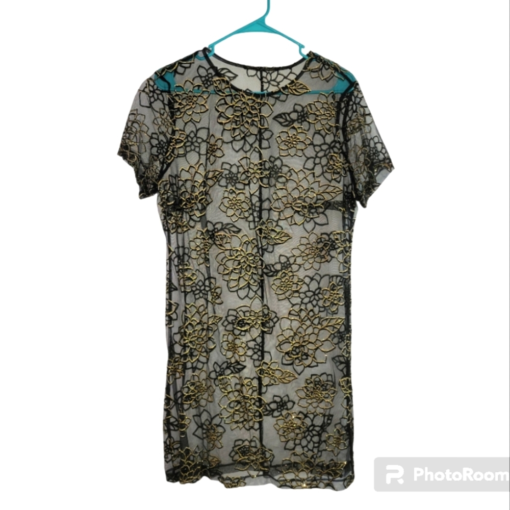 Cover up tunic black gold